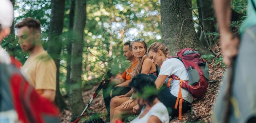 Park visitors during a guided tour of the forest