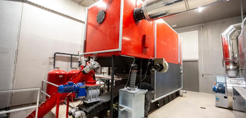 boiler room of the biomass heating system