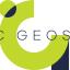 The image shows the logo for Izobraževalni Center Geoss, which features the name in bold, modern typography. The text "IC GEOSS" is written in clean, dark-gray font. Next to the text is a stylized "C" shape in green with a small dark-blue circle at the top, representing the center's visual identity.