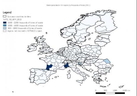 Map on waste generated in EU regions