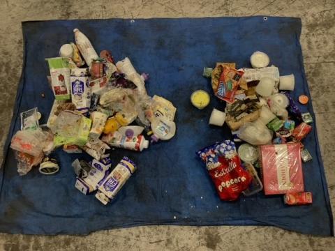 Opened and unopened food packages found in combustible waste