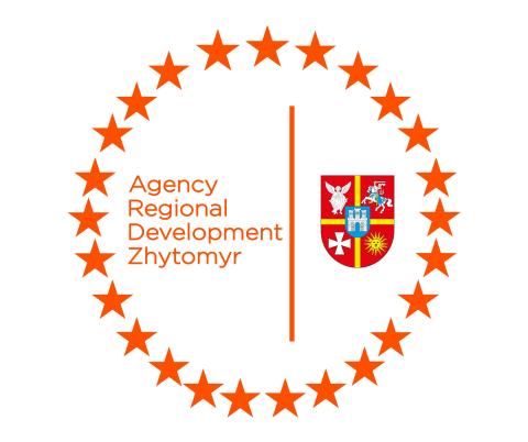 It's a logo of Zhytomyr Regional Development Agency. The logo shows the coat arms of the region, the name and the stars.