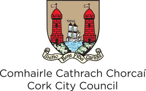 Crest of Cork City Council, showing the two castles of the medieval port of Cork with a sailing ship between them.