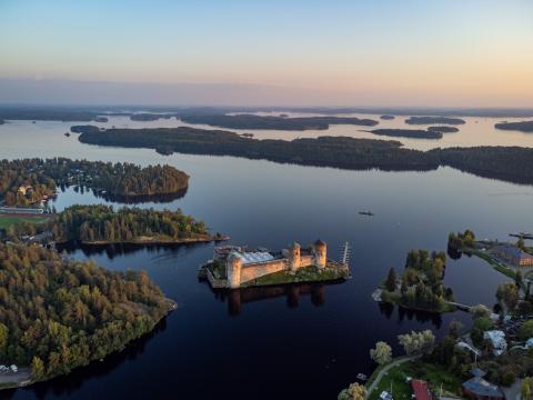 Savonlinna castle Olavinlinna and Lake Saimaa, Finland