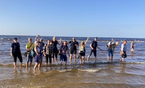 Following a long day of inspirational exchange, RIWET  partners have a restorative paddle in the Gulf of Riga