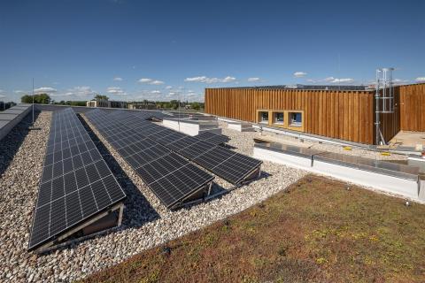 the photo shows photovoltaic installations