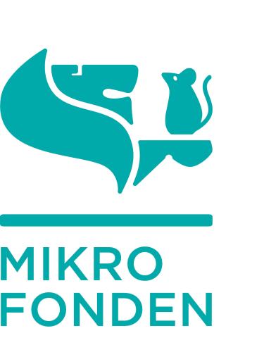 An image with a lion holding a small mouse in its hand. Underneath is a text saying Mikrofonden