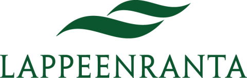 Dark green logo with waves and text saying Lappeenranta