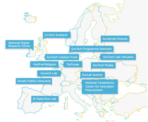 Map of GovTech Labs in the EU
