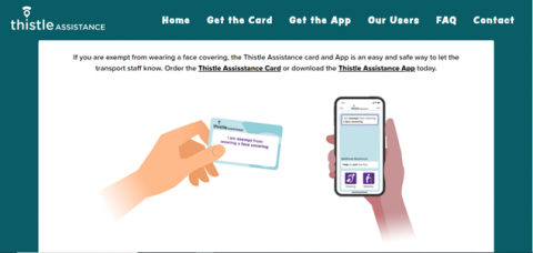 Graphic image of the Thistle card and phone App