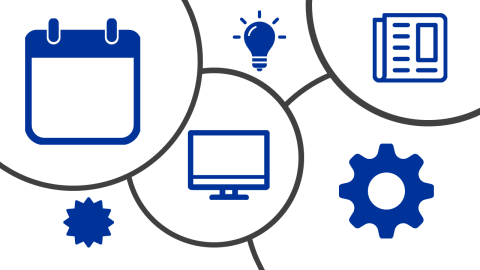 Website icons surrounded by circles in a random pattern Website icons surrounded by circles in a random pattern