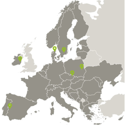 a map of the EU partner countries with the UNIFHY partners highlighted with pins