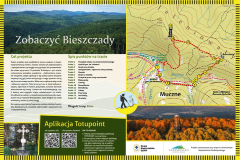 Map of the trail in Bieszczady