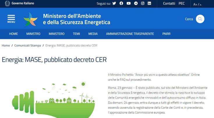 Link to the REC2 decree in the Italian Ministry website