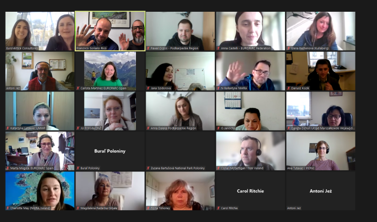 Adults in a virtual meeting - zoom group view