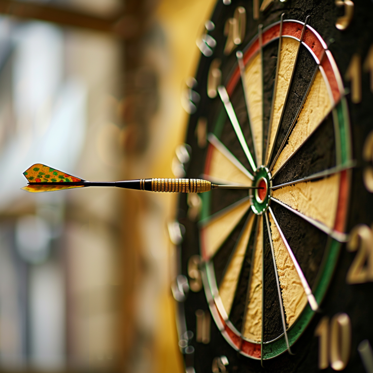 Dartboard with arrow in the middle
