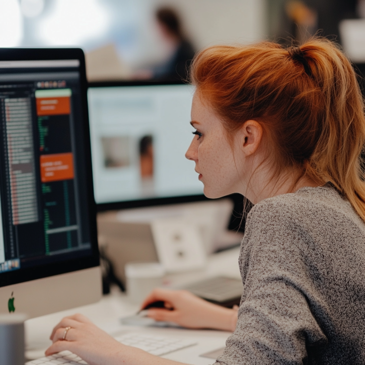 Female entrepreneur working on computer