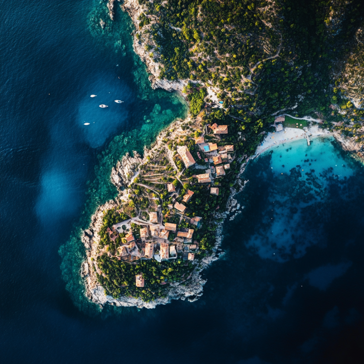 Helicopter view of an island