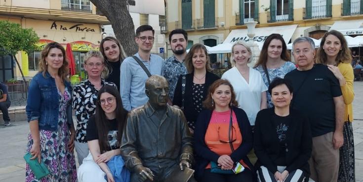 The project partners posing in a square in the city of Malaga