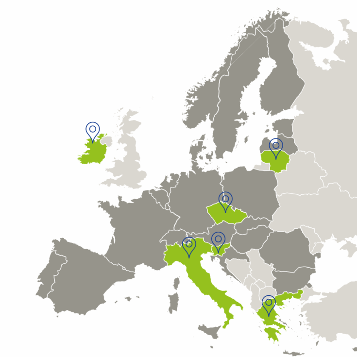 Map showing the partners of the Repower Industries project