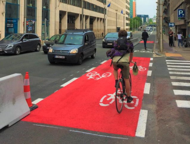 Person on bike in city