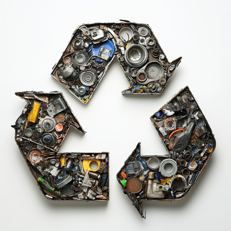 Recycle icon made with recycled materials