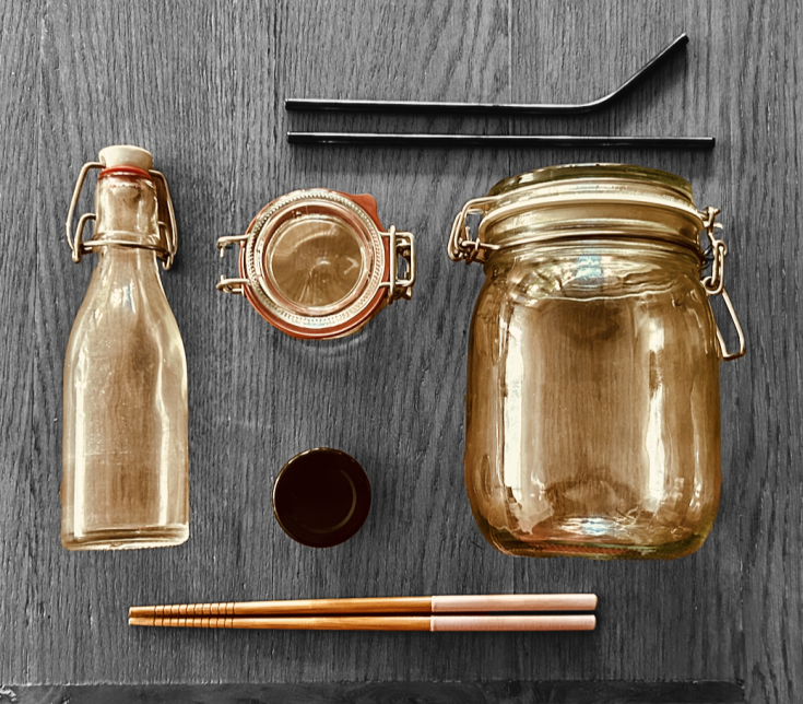 Reusable items on a table Reusable items on a table