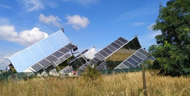 Solar panels in a field