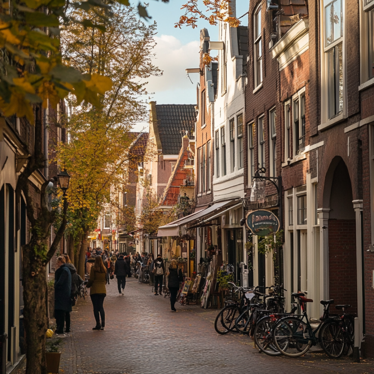 View of street of a dutch city