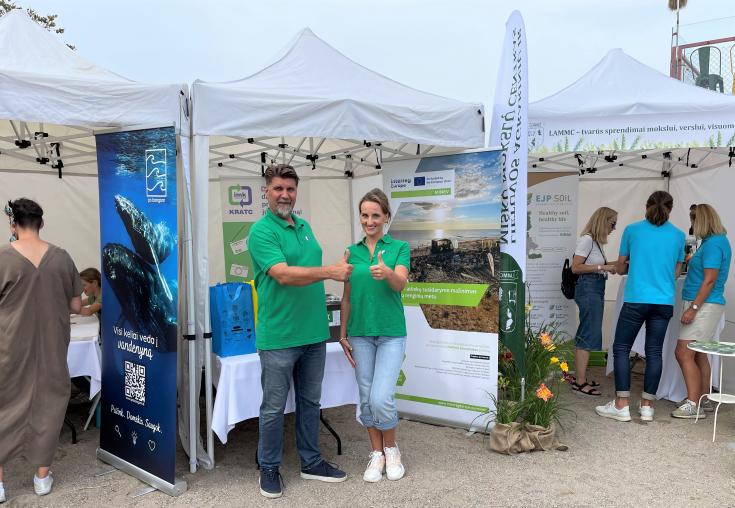 Environmental awareness stands on the beach