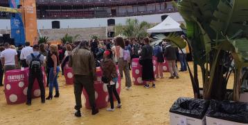 Waste separation containers at an event in the bullring in Malaga