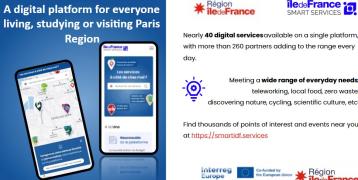 the slide describe A digital platform for everyone living, studying or visiting Paris Region