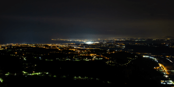 City view from the sky at night