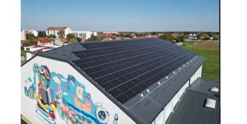 Solar power plant on one of the local public buildings in Croatia 