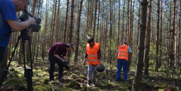 People during the work in the forest Beech underplanting in project of Forest Carbon Farms 