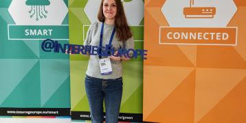 We seen young lady with logo Interreg Europe