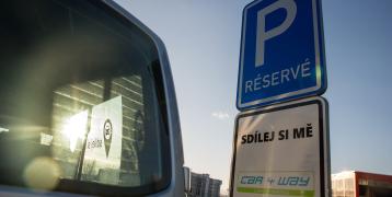 Car next to reserved parking and carsharing spot Car next to reserved parking and carsharing spot