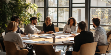 People sitting at round table discussing