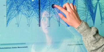 Person drawing on digital board Person drawing on digital board