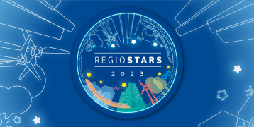 RegioStars awards 2023 logo on a blue background with graphic visuals