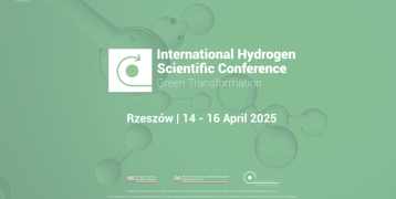 White text on green background announcing International Hydrogen Scientific Conference: Green Transformation