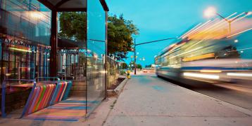 Timelapse on passing bus on street