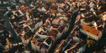 View of a European town from above