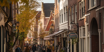 View of street of a dutch city