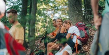 Park visitors during a guided tour of the forest