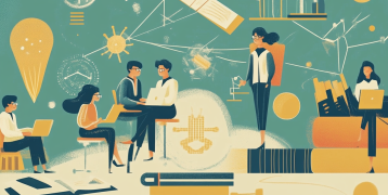 A scene showing academics or researchers in discussion or collaboration, symbolizing the link between science, education and innovation. A scene showing academics or researchers in discussion or collaboration, symbolizing the link between science, education and innovation.